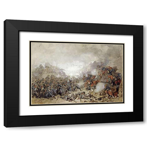 Storming of Malakoff Black Modern Wood Framed Art Print with Double Matting by Keene, Charles Samuel
