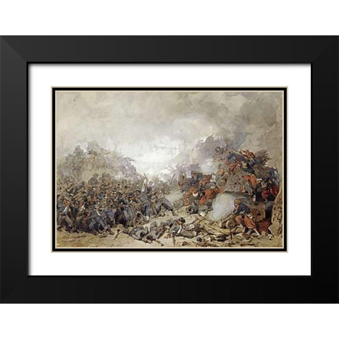 Storming of Malakoff Black Modern Wood Framed Art Print with Double Matting by Keene, Charles Samuel