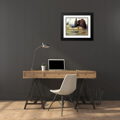 A Classical Landscape Black Modern Wood Framed Art Print with Double Matting by Keller, Ferdinand