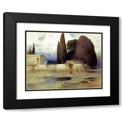 A Classical Landscape Black Modern Wood Framed Art Print with Double Matting by Keller, Ferdinand