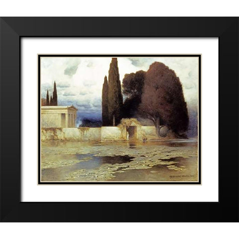 A Classical Landscape Black Modern Wood Framed Art Print with Double Matting by Keller, Ferdinand