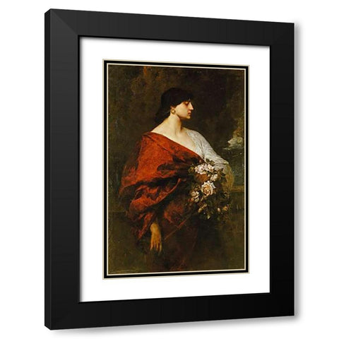 A Dark Beauty Black Modern Wood Framed Art Print with Double Matting by Keller, Ferdinand