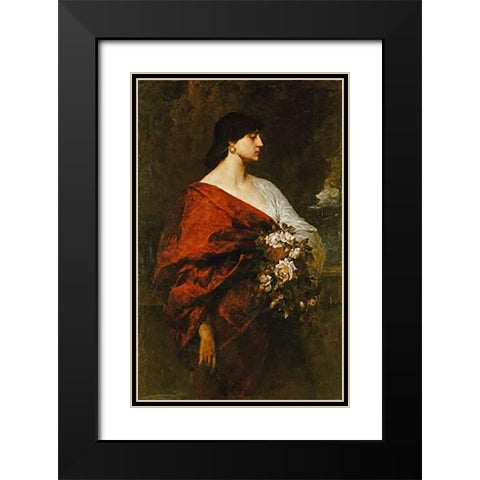 A Dark Beauty Black Modern Wood Framed Art Print with Double Matting by Keller, Ferdinand