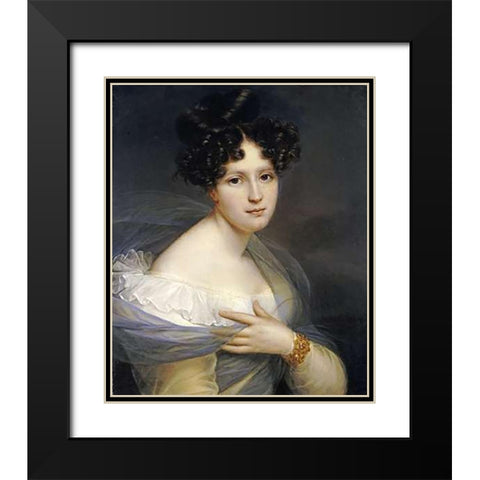 Portrait of a Lady Black Modern Wood Framed Art Print with Double Matting by Kinson, Francois Joseph
