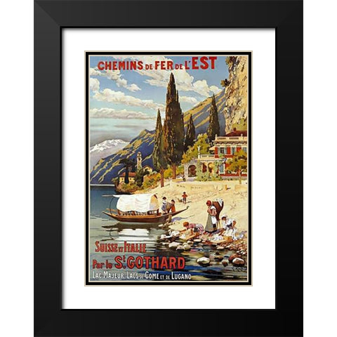 Suisse Et Italie Par Le St Gothard Black Modern Wood Framed Art Print with Double Matting by Krallt, G.