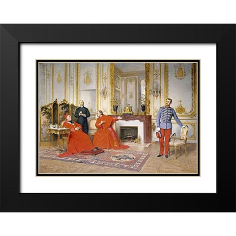 The Dispute Black Modern Wood Framed Art Print with Double Matting by Laissement, Henri Adolphe