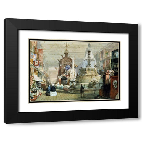 The Great Exhibition Held In The Crystal Palace, London Black Modern Wood Framed Art Print with Double Matting by Lami, Eugene Louis