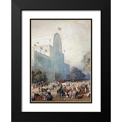 The Inauguration of The Crystal Palace Black Modern Wood Framed Art Print with Double Matting by Lami, Eugene Louis