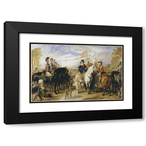 Queen Victoria and The Duke of Wellington Black Modern Wood Framed Art Print with Double Matting by Landseer, Sir Edwin