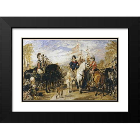 Queen Victoria and The Duke of Wellington Black Modern Wood Framed Art Print with Double Matting by Landseer, Sir Edwin