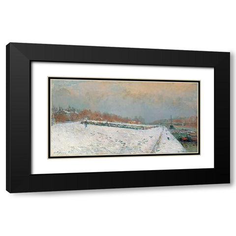 Port De Bercy, En Hiver Black Modern Wood Framed Art Print with Double Matting by Lebourg, Albert