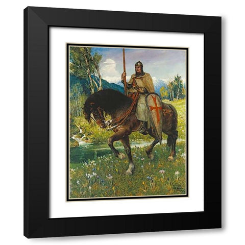Parsifal In Quest of The Holy Grail Black Modern Wood Framed Art Print with Double Matting by Leeke, Ferdinand
