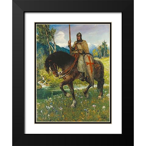 Parsifal In Quest of The Holy Grail Black Modern Wood Framed Art Print with Double Matting by Leeke, Ferdinand