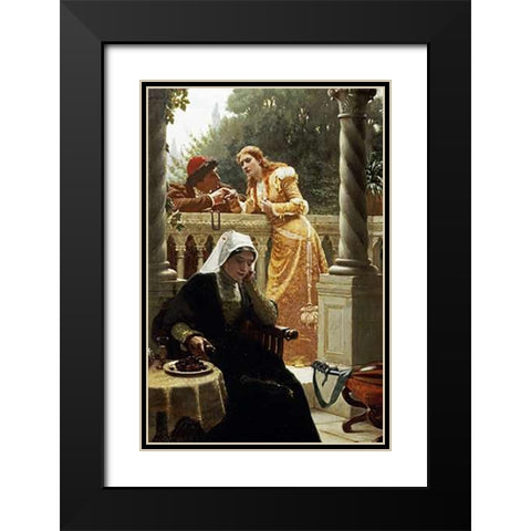 A Stolen Interview Black Modern Wood Framed Art Print with Double Matting by Leighton, Edmund Blair