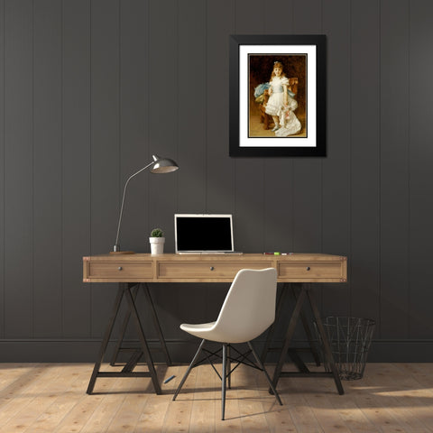 Lady Sybil Primrose Black Modern Wood Framed Art Print with Double Matting by Leighton, Lord Frederick