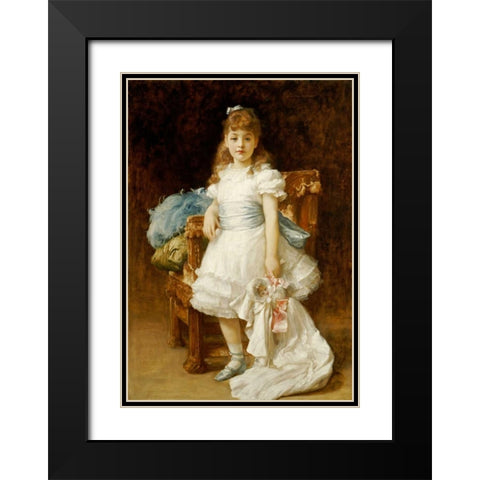 Lady Sybil Primrose Black Modern Wood Framed Art Print with Double Matting by Leighton, Lord Frederick