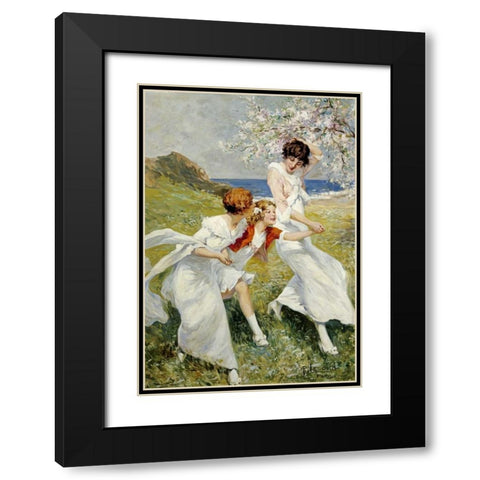 A Spring Day By The Seashore Black Modern Wood Framed Art Print with Double Matting by Lelong, Rene