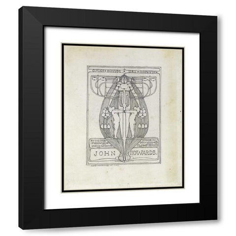Design for a Bookplate, 1896 Black Modern Wood Framed Art Print with Double Matting by Mackintosh, Margaret Macdonald