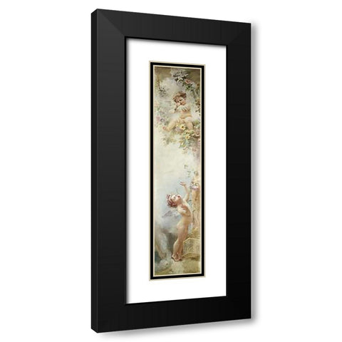 Putti Disporting Black Modern Wood Framed Art Print with Double Matting by Makowsky, Constantin