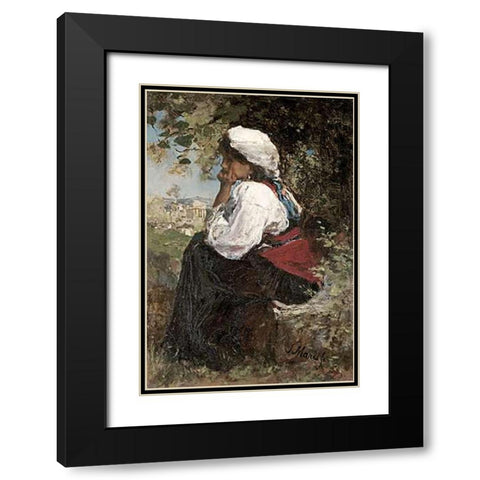 A Roman Girl Black Modern Wood Framed Art Print with Double Matting by Maris, Jacob Henricus