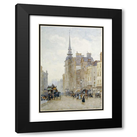 Looking Down Ludgate Hill Black Modern Wood Framed Art Print with Double Matting by Marshall, Herbert Menzies