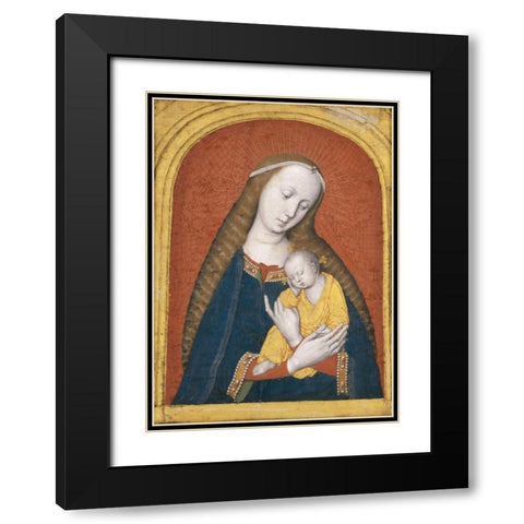 The Virgin and Child Black Modern Wood Framed Art Print with Double Matting by Master  of the Dijon Madonna