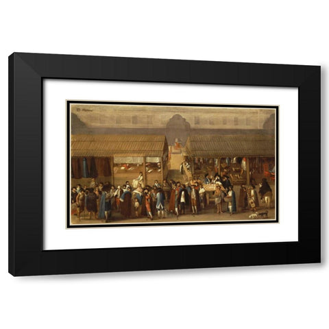 El Parian Black Modern Wood Framed Art Print with Double Matting by Mexican School