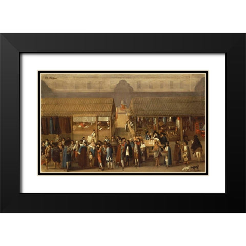 El Parian Black Modern Wood Framed Art Print with Double Matting by Mexican School