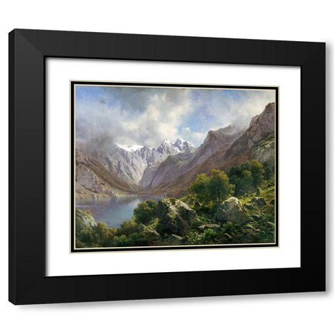 An Alpine Lake Black Modern Wood Framed Art Print with Double Matting by Millner, Karl