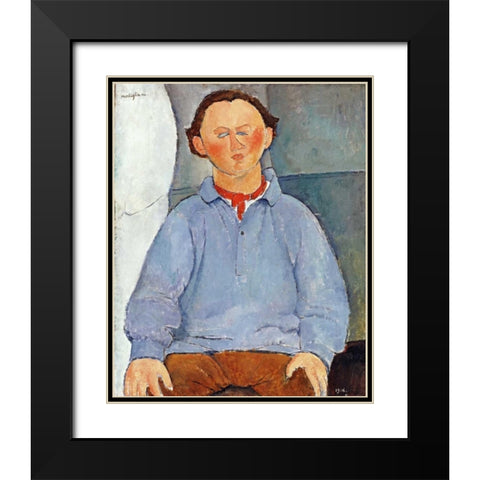 Portrait of Sculptor Oscar Miestchanioff Black Modern Wood Framed Art Print with Double Matting by Modigliani, Amedeo