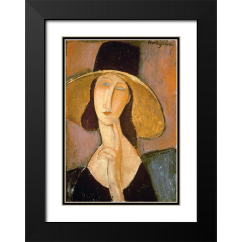 Head of a Woman Black Modern Wood Framed Art Print with Double Matting by Modigliani, Amedeo