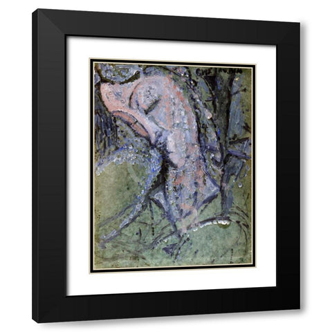 Cherubin Black Modern Wood Framed Art Print with Double Matting by Modigliani, Amedeo