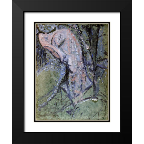Cherubin Black Modern Wood Framed Art Print with Double Matting by Modigliani, Amedeo