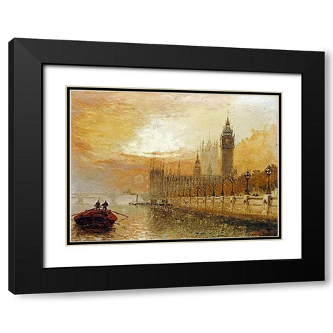View of Westminster From The Thames Black Modern Wood Framed Art Print with Double Matting by Stanfield Moore, Claude T