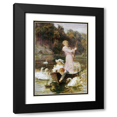 A Day On The River Black Modern Wood Framed Art Print with Double Matting by Morgan, Frederick