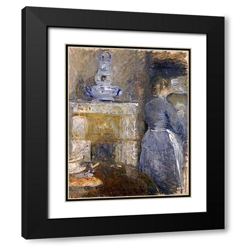 The Dining Room of The Rouart Family Black Modern Wood Framed Art Print with Double Matting by Morisot, Berthe