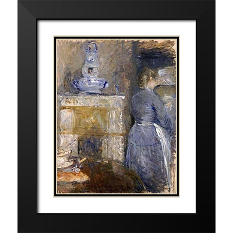 The Dining Room of The Rouart Family Black Modern Wood Framed Art Print with Double Matting by Morisot, Berthe