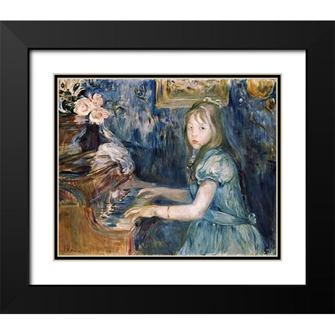 Lucie Leon at The Piano Black Modern Wood Framed Art Print with Double Matting by Morisot, Berthe