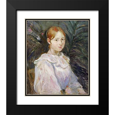 Alice Gamby En Buste Black Modern Wood Framed Art Print with Double Matting by Morisot, Berthe