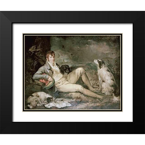 Portrait of a Sportsman Black Modern Wood Framed Art Print with Double Matting by Morland, George