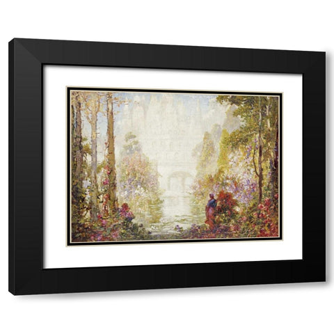 Sitas Garden II Black Modern Wood Framed Art Print with Double Matting by Mostyn, Tom