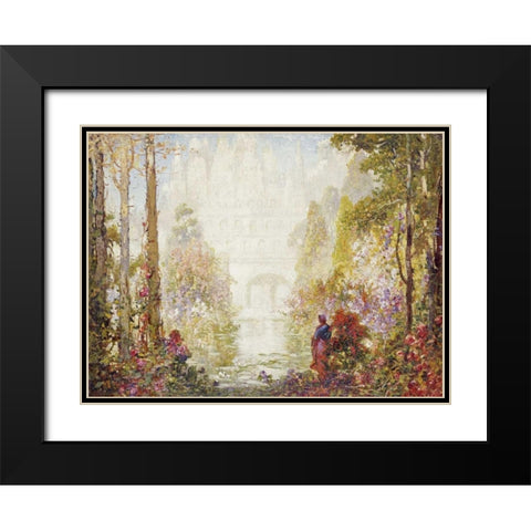 Sitas Garden II Black Modern Wood Framed Art Print with Double Matting by Mostyn, Tom
