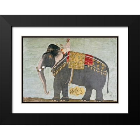 Portrait of The Elephant Alam-Guman Gajraj Black Modern Wood Framed Art Print with Double Matting by Mughal