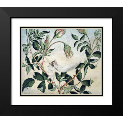 A Fairy Resting In a Hammock Black Modern Wood Framed Art Print with Double Matting by Murray, Amelia Jane
