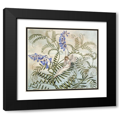 A Fairy Resting Among Flowers Black Modern Wood Framed Art Print with Double Matting by Murray, Amelia Jane