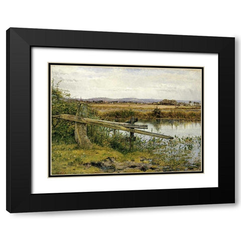 The Riverside Black Modern Wood Framed Art Print with Double Matting by Newton, John Edward