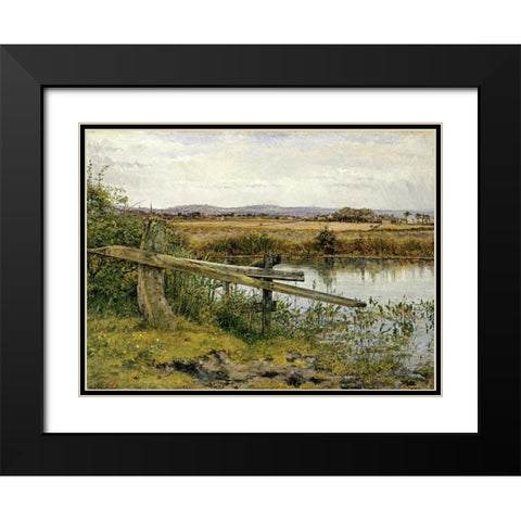 The Riverside Black Modern Wood Framed Art Print with Double Matting by Newton, John Edward