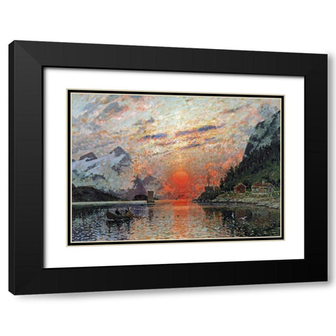 A Fjord Black Modern Wood Framed Art Print with Double Matting by Normann, Adelsteen