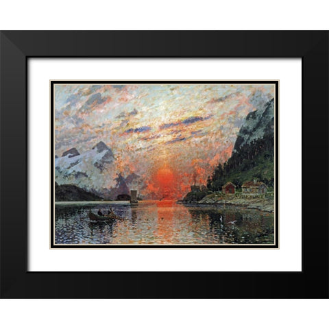 A Fjord Black Modern Wood Framed Art Print with Double Matting by Normann, Adelsteen