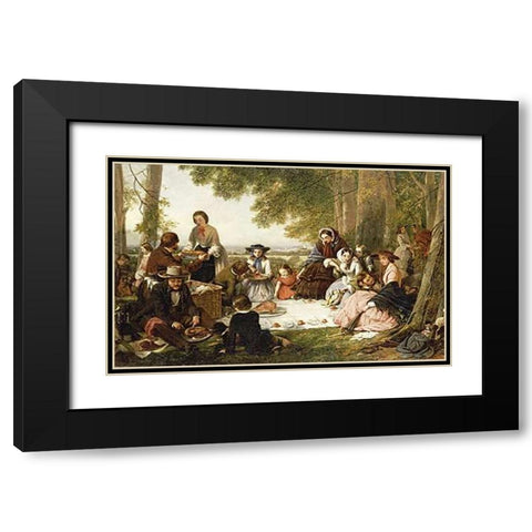 A Picnic Black Modern Wood Framed Art Print with Double Matting by ONeil, Henry Nelson